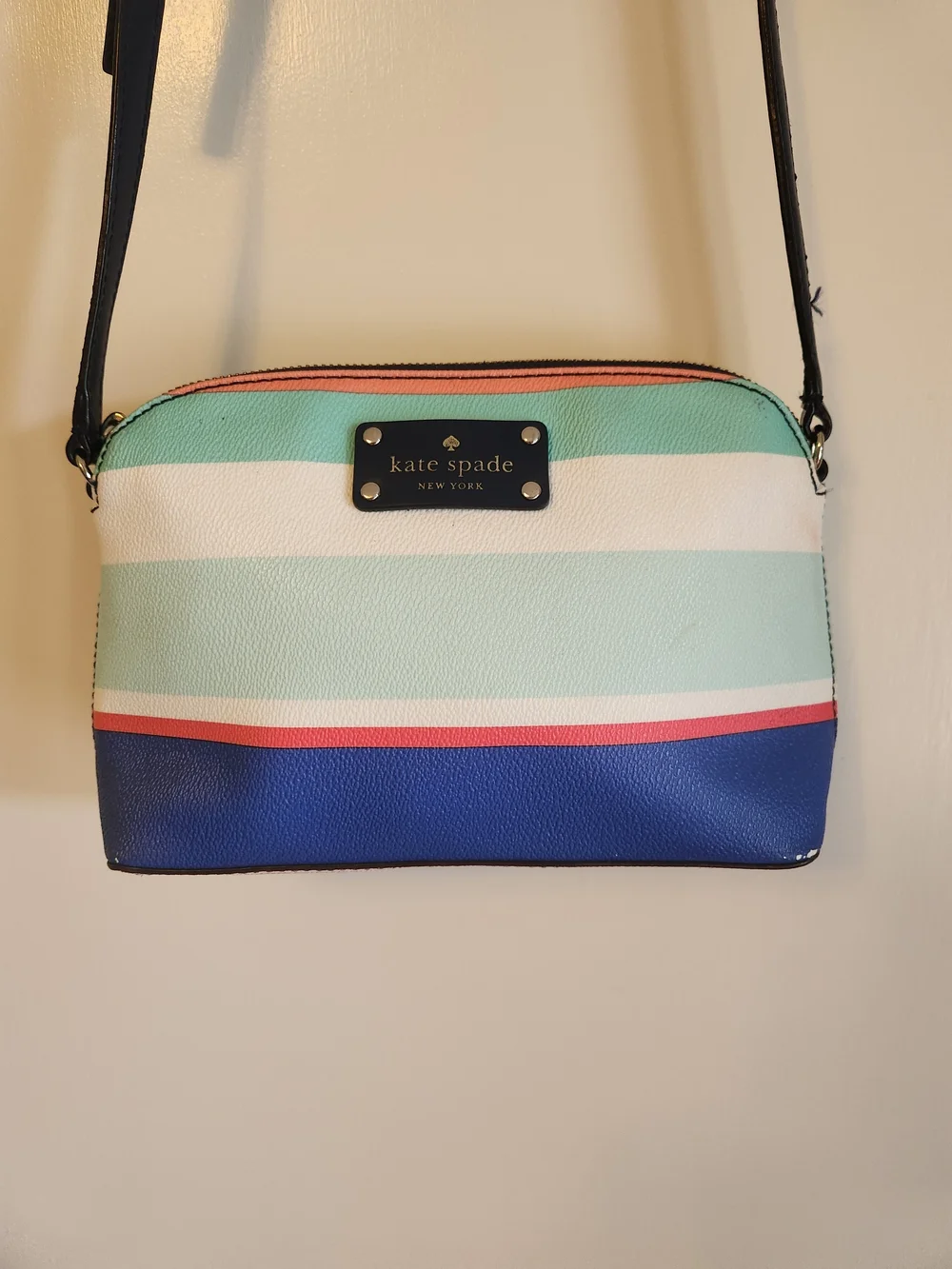 Kate Spade Striped Crossbody Bag in Mint, Navy & Coral